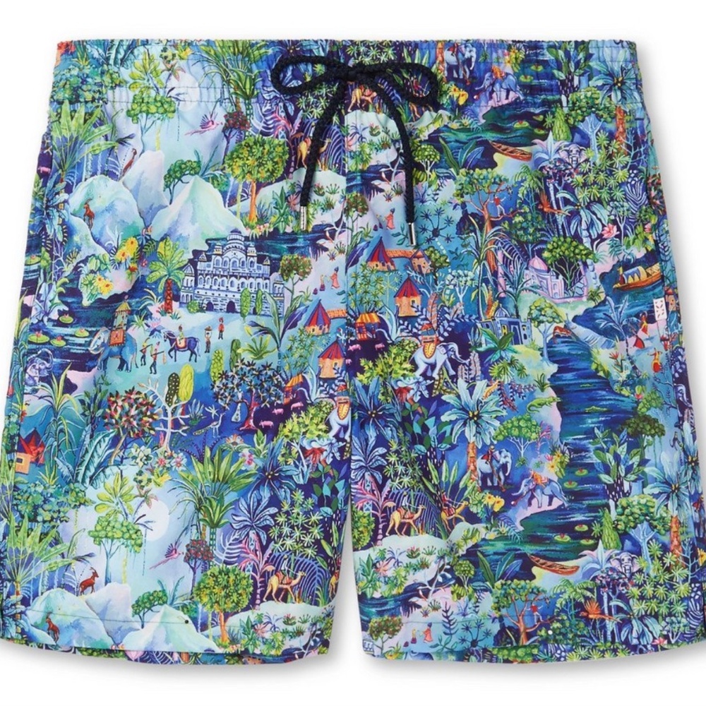 Derek Rose Maui 2 Mid Length Printed Shell Swim Shorts Trunks Sz M
